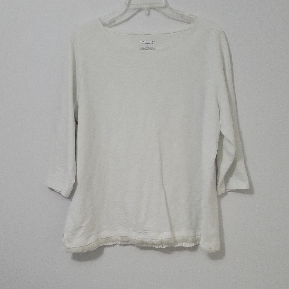 Talbots White 3/4 Sleeve Blouse, Size 2X